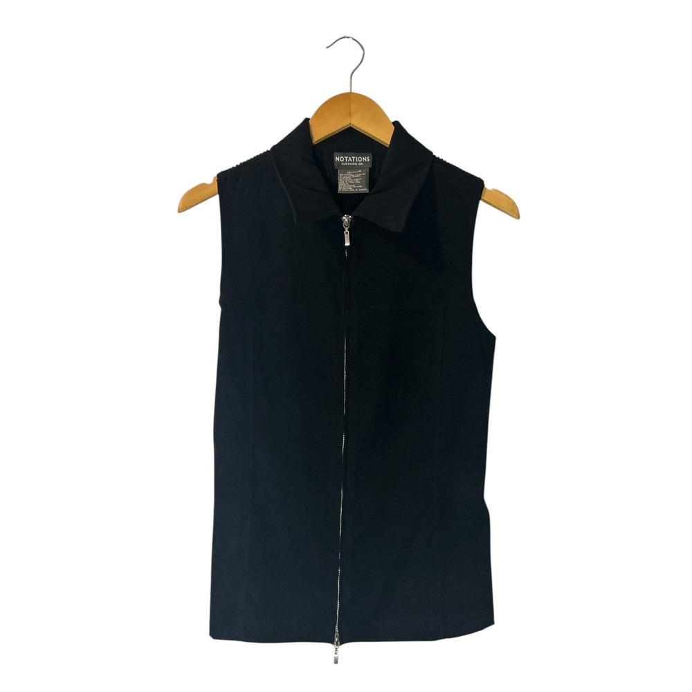 Notations Clothing‎ Co Black Zip Front  Collared Vest Women's M